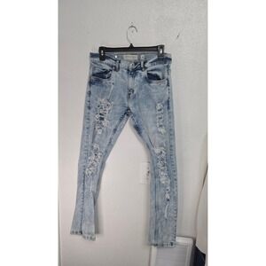 Evolution In Design Distressed Jeans Mens 32 Light Wash Blue Excellent